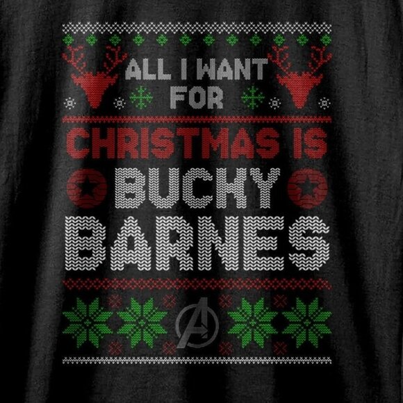 The Avengers Bucky Barnes Ugly Christmas Movie Hero Holiday Graphic T-Shirt 170 - Picture 2 of 5